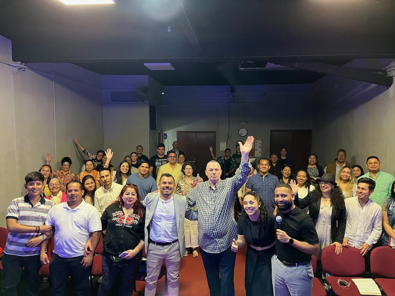 Terry and a church congregation in Madrid